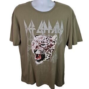 Official Def Leppard Leopard Head Grey/Green Tshirt Size 2XL